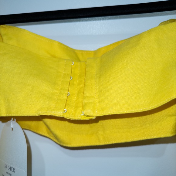 Rumer Sunshine Yellow Delphine Linen Puff Sleeve Crop Top Size XXS NWT - Picture 7 of 10